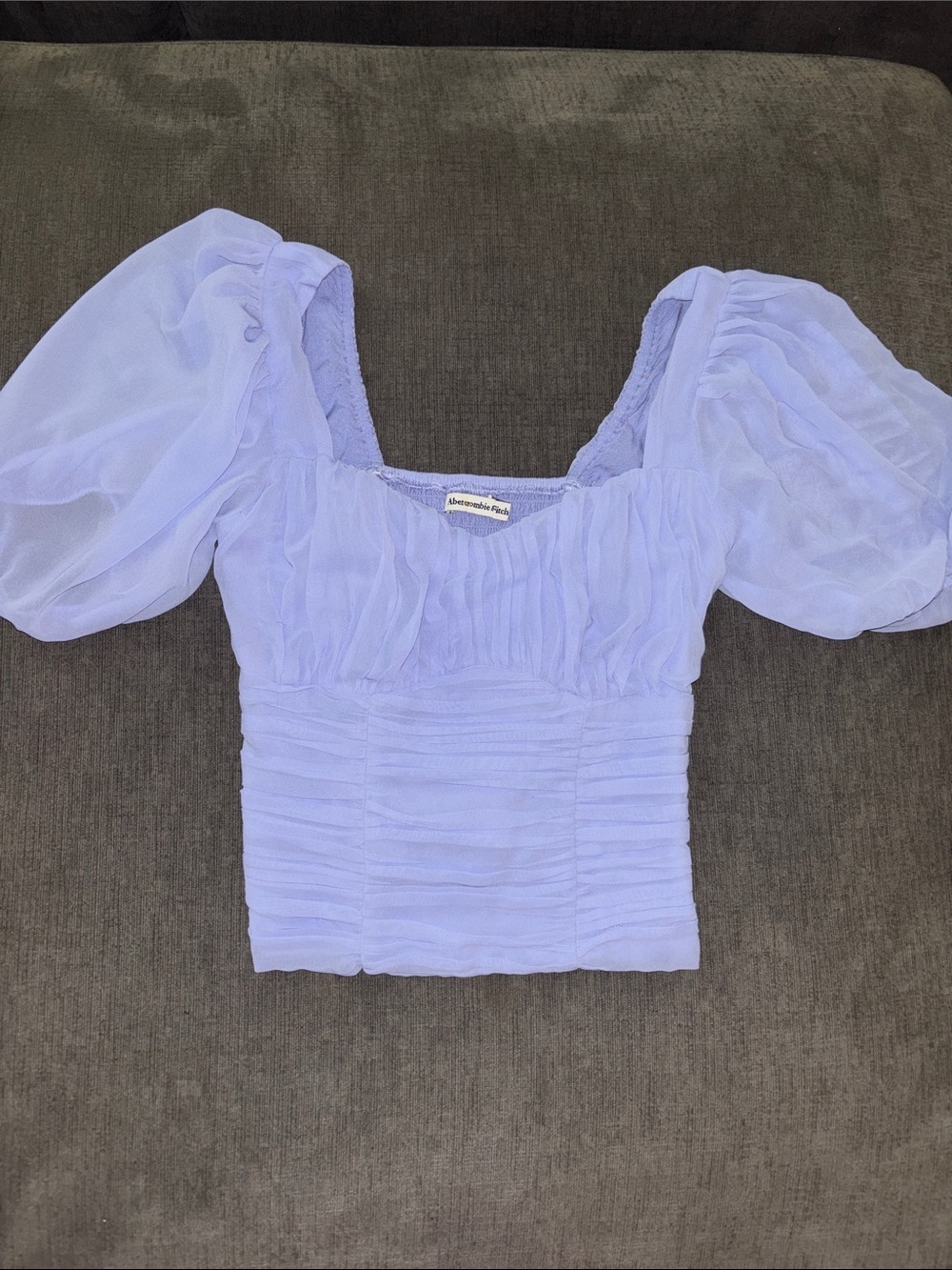 Abercrombie & Fitch Lavender Puff-Sleeve Square Neck Top
